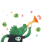 crocodile playing the trumpet